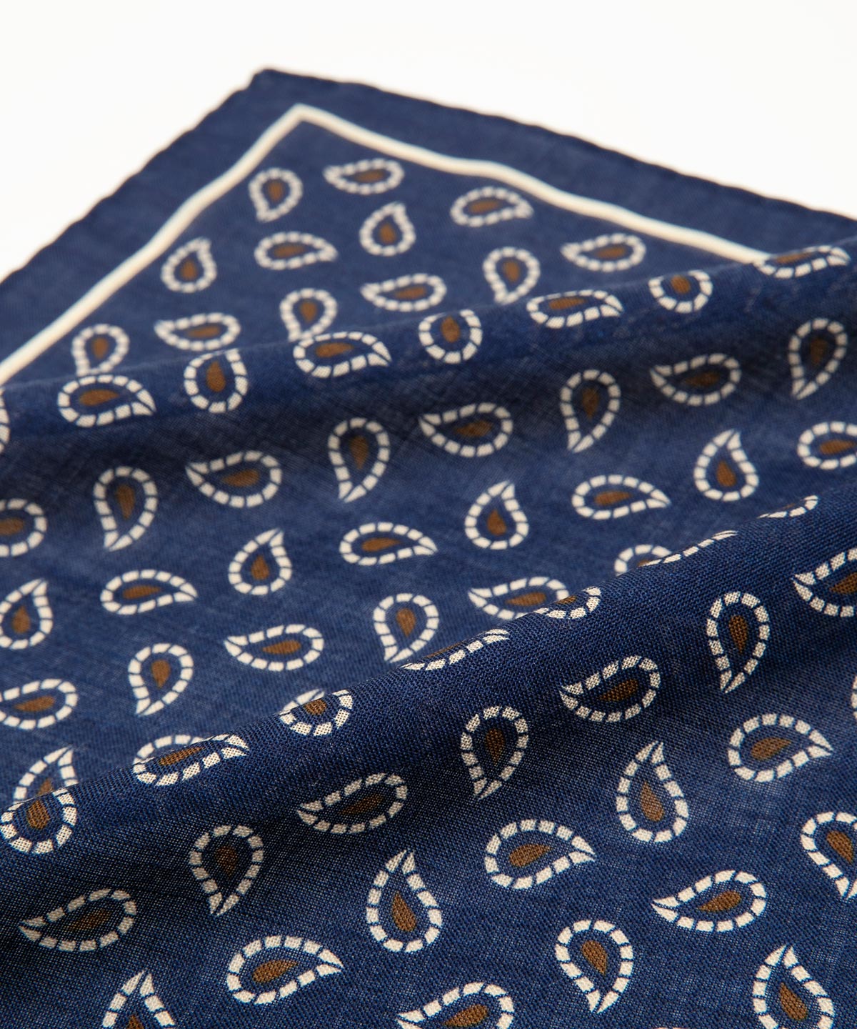 KNOX & TAYLOR チーフ(ネイビーペイズリー)