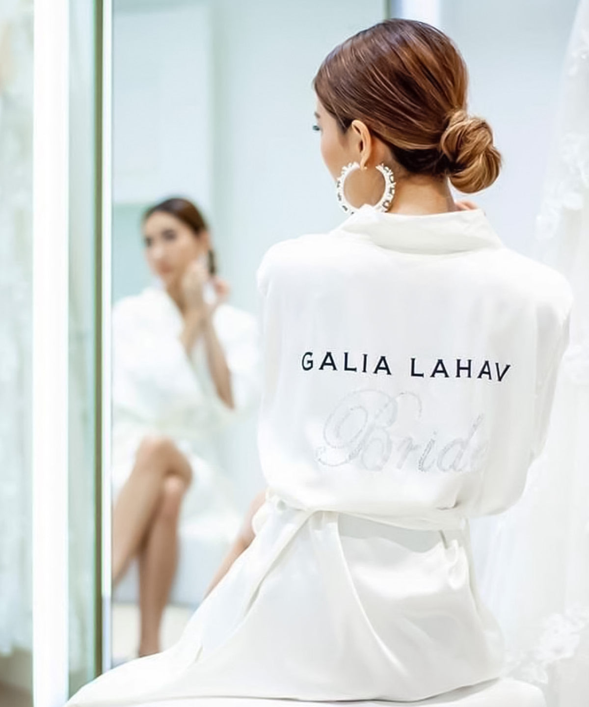 Galia Lahav Polyester Robe with Silver Crystals
