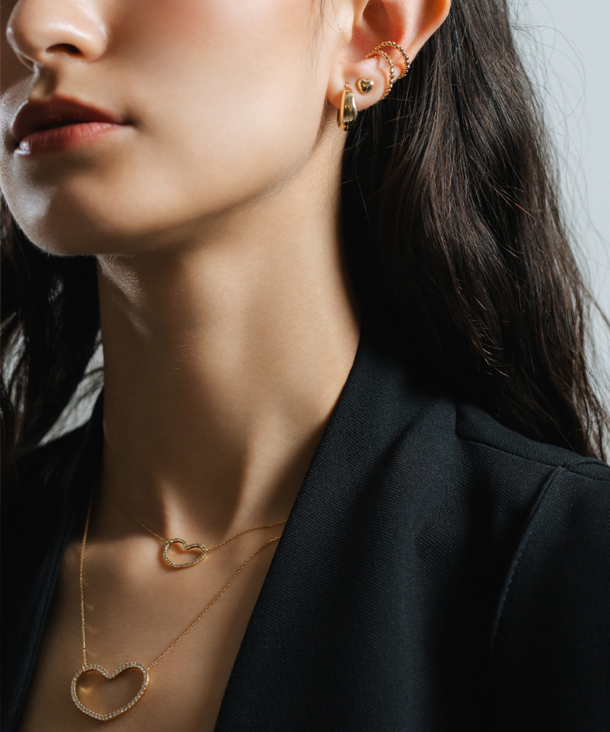 BOLD GOLD HEART PIERCE - 受注生産