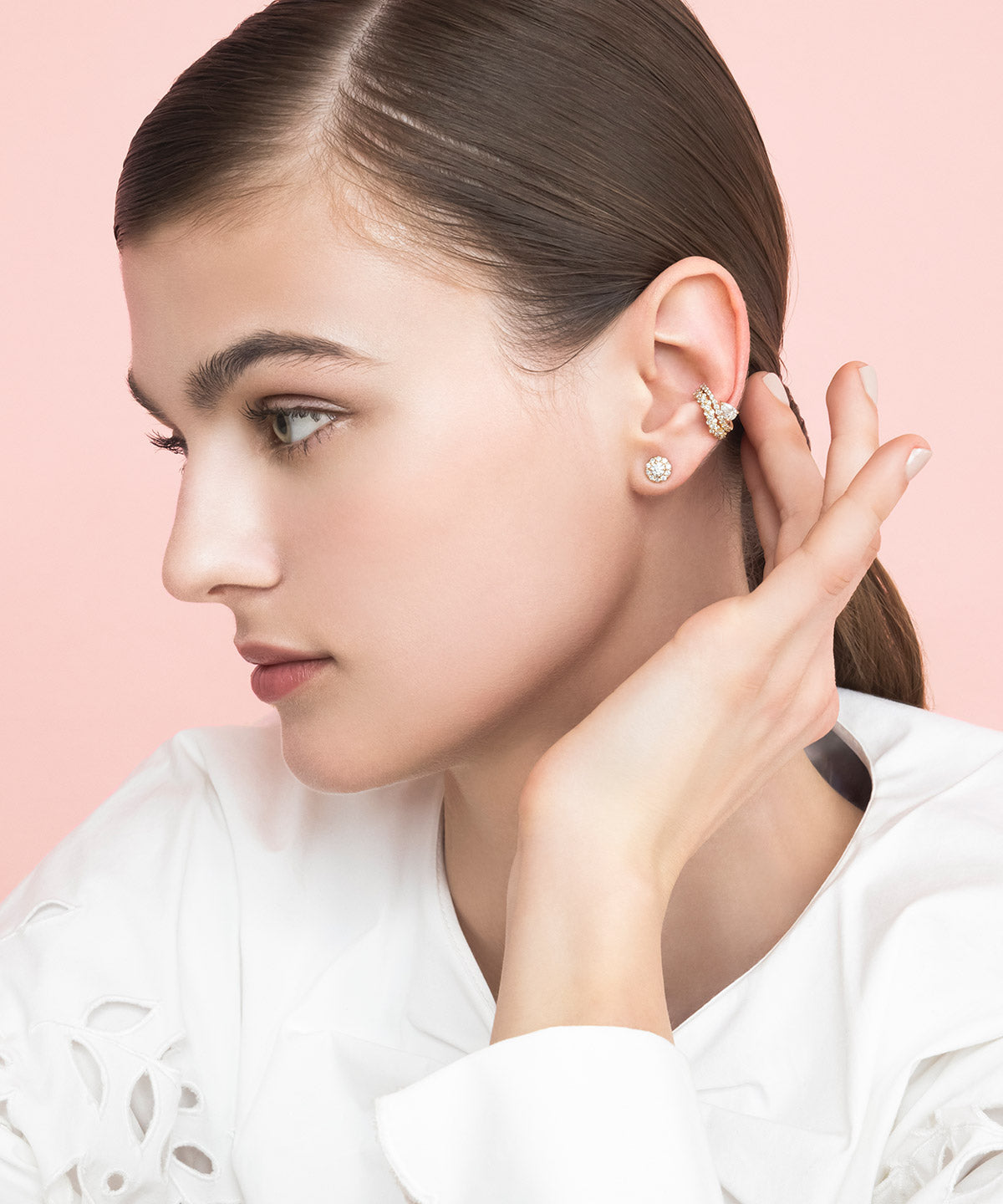 Fleur Éternelle〉Pear-Shape Diamond & Curve Line Ear Cuff - 受注生産 –  collective.